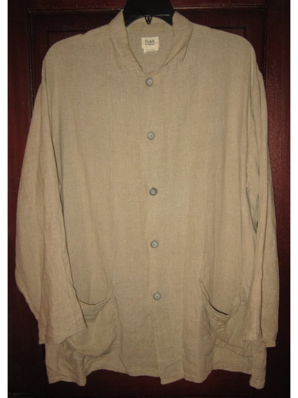 FLAX By Angelheart VTG S Oversized 100% Linen Shirt Jacket Chore Coat Lagenlook